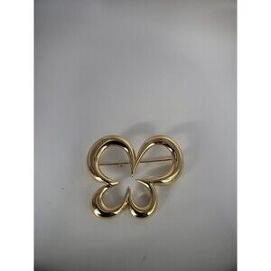 Vintage Napier Brooch Pin Butterfly Flower Gold Tone Jewelry Costume